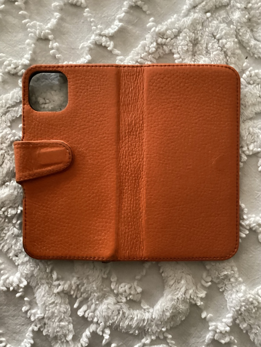Orange Leather Phone Wallet Case